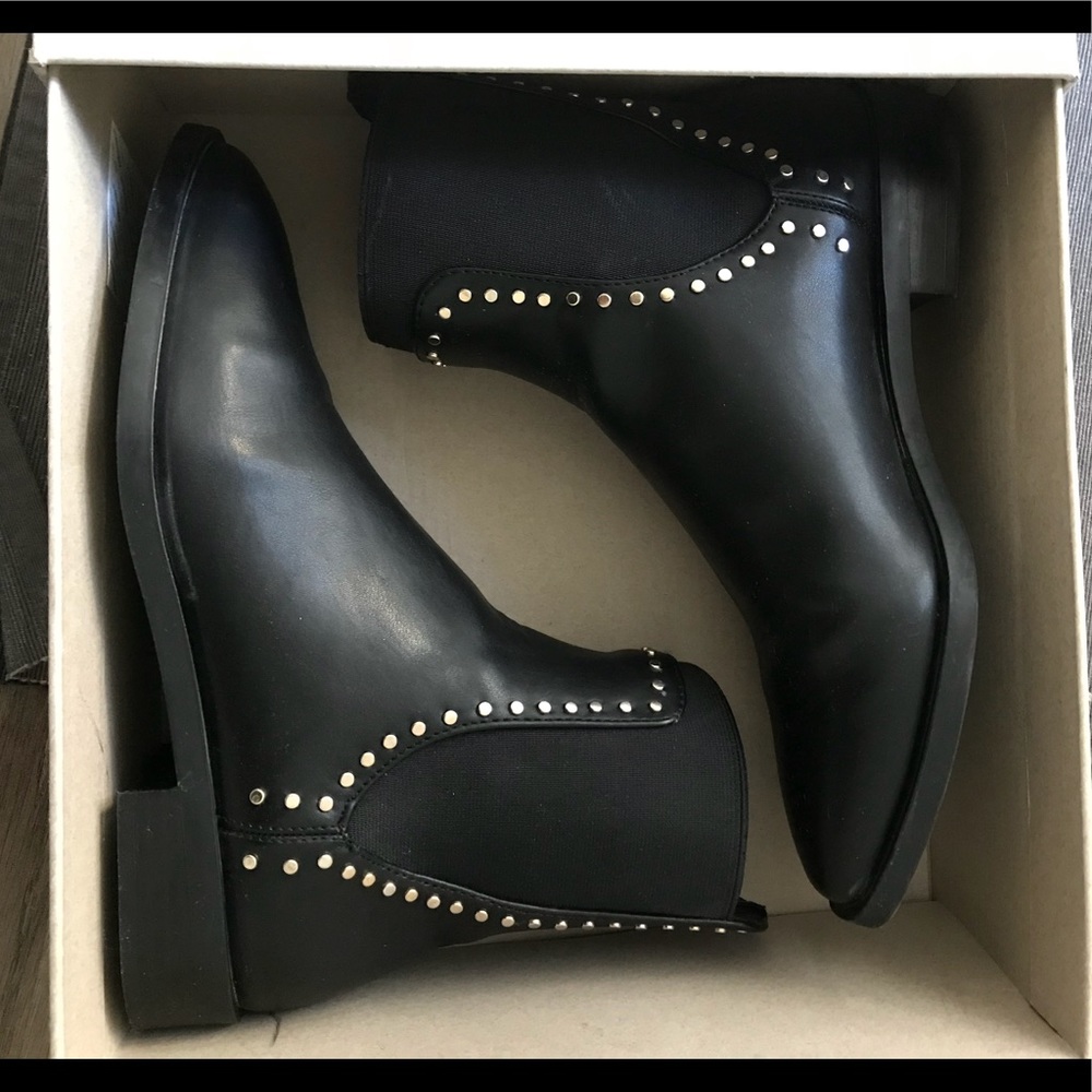 ZARA Flat Ankle Boots with Studs
